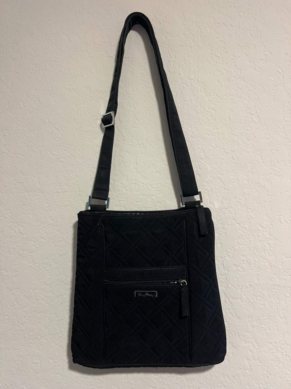 Vera Bradley Black Quilted Bundle - Medium Adjustable Crossbody Bag AND Wristlet